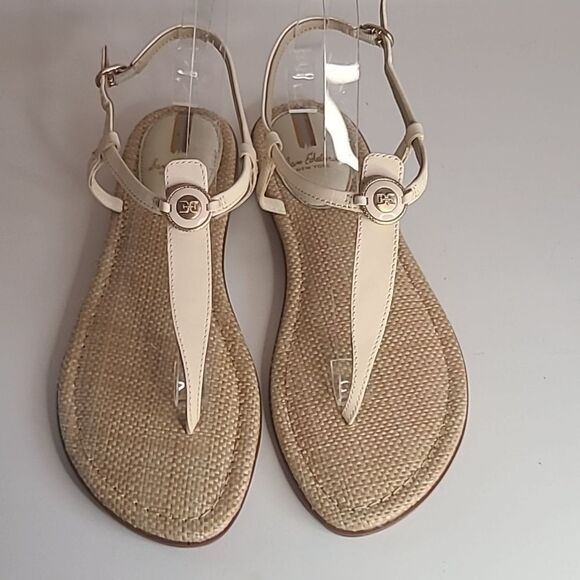Sam Edelman gigi signet womens Leather C Ivory Thong Toe Sandal Size 9 - Picture 2 of 15